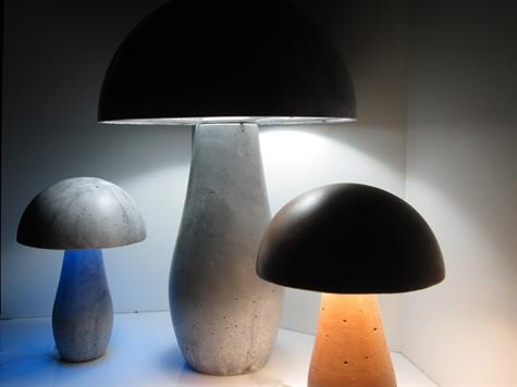 ampe champignon, lampe champignon design, lampe table, lampe béton led, luminaire nancy 54, école de nancy